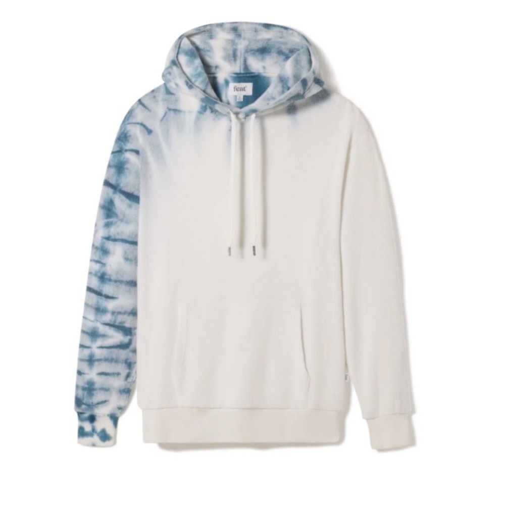 feat blanket blend tie dye white blue hoodie cozy oversized